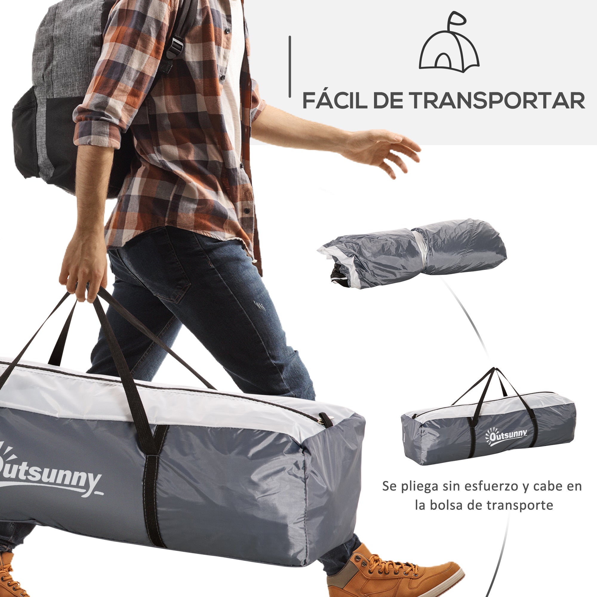 Portable Tent for 6-8 People Beach Camping Tent with 4 Mesh Screens Hook and Anti-UV Transport Bag for Fishing Hiking 137.8"x137.8"x90.6" Gray and White