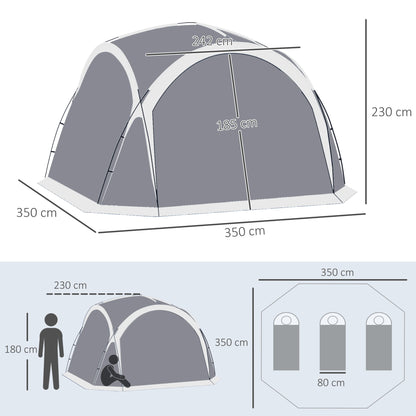 Portable Tent for 6-8 People Beach Camping Tent with 4 Mesh Screens Hook and Anti-UV Transport Bag for Fishing Hiking 137.8"x137.8"x90.6" Gray and White