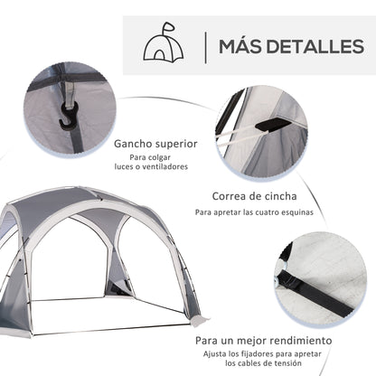 Portable Tent for 6-8 People Beach Camping Tent with 4 Mesh Screens Hook and Anti-UV Transport Bag for Fishing Hiking 137.8"x137.8"x90.6" Gray and White