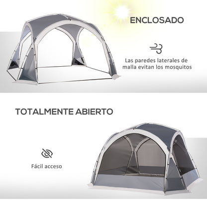 Portable Tent for 6-8 People Beach Camping Tent with 4 Mesh Screens Hook and Anti-UV Transport Bag for Fishing Hiking 137.8"x137.8"x90.6" Gray and White