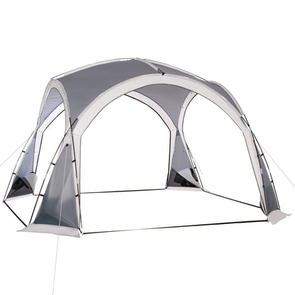 Portable Tent for 6-8 People Beach Camping Tent with 4 Mesh Screens Hook and Anti-UV Transport Bag for Fishing Hiking 137.8"x137.8"x90.6" Gray and White