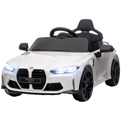 Kids Electric Car 12V Children's Car with 2.4G Remote Control, Suspension, Gentle Start, Electric Vehicle with MP3, USB, LED Lights, Horn, 3-5 km/h, for Kids 3-5 Years, White