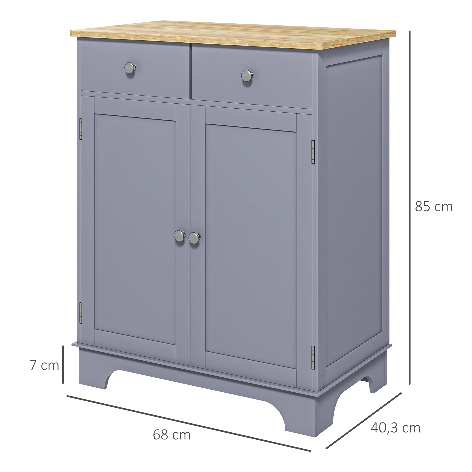 Living Room Storage Buffet with Cupboards, 2 Drawers, and Adjustable Shelf, Storage Cabinet for Living Room, Kitchen, Bedroom, Gray and Natural Wood