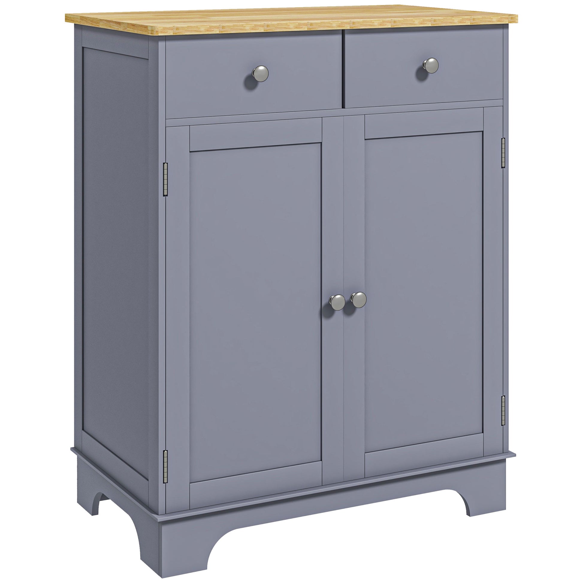 Living Room Storage Buffet with Cupboards, 2 Drawers, and Adjustable Shelf, Storage Cabinet for Living Room, Kitchen, Bedroom, Gray and Natural Wood