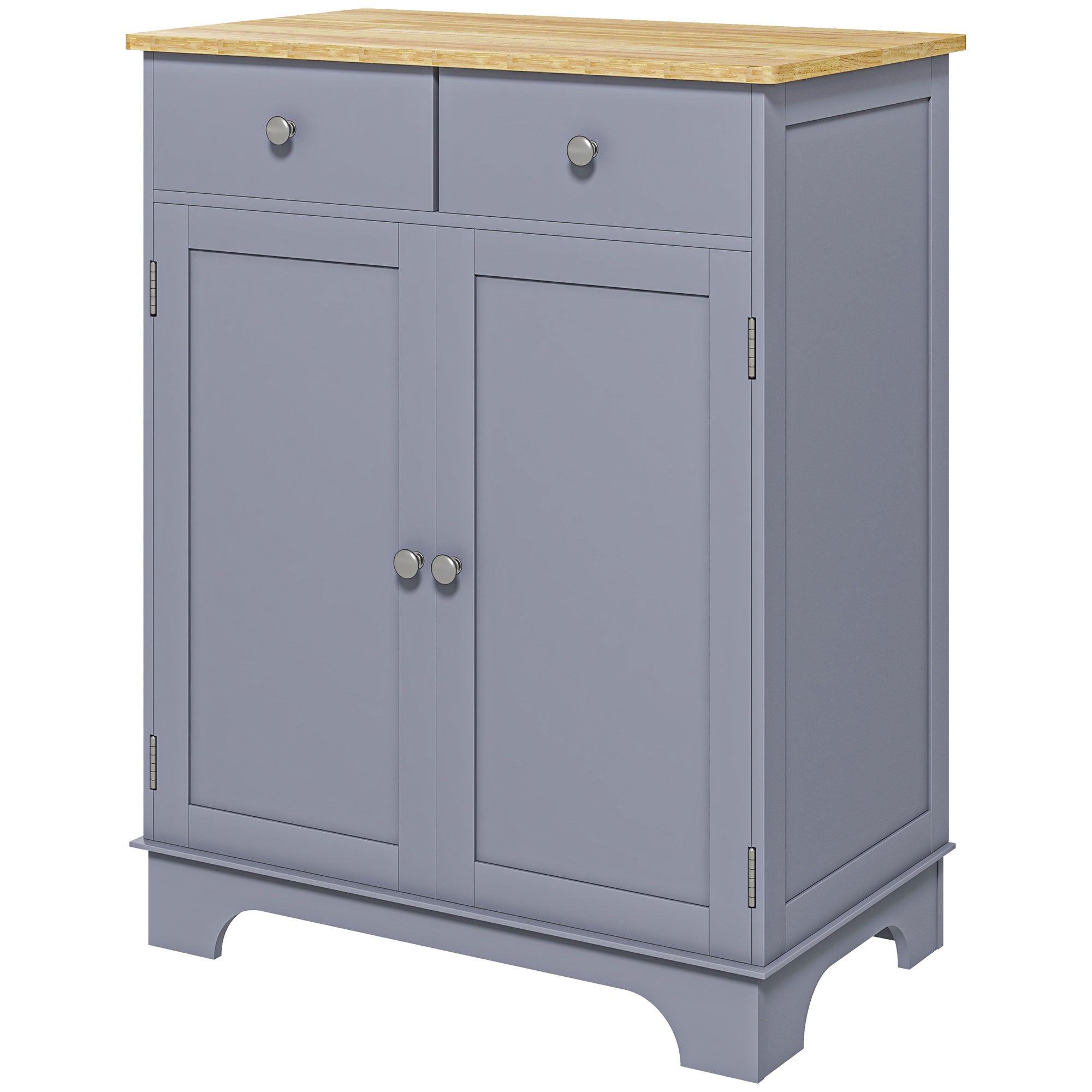 Living Room Storage Buffet with Cupboards, 2 Drawers, and Adjustable Shelf, Storage Cabinet for Living Room, Kitchen, Bedroom, Gray and Natural Wood