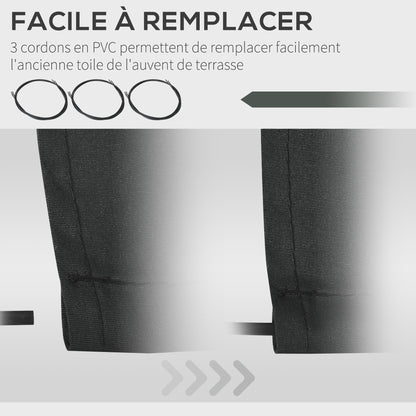 Replacement Canvas for Awning - Soft Waves Valance - High Density Polyester 280 g/m² Anti-UV 2.82L x 2.4W meters Grey