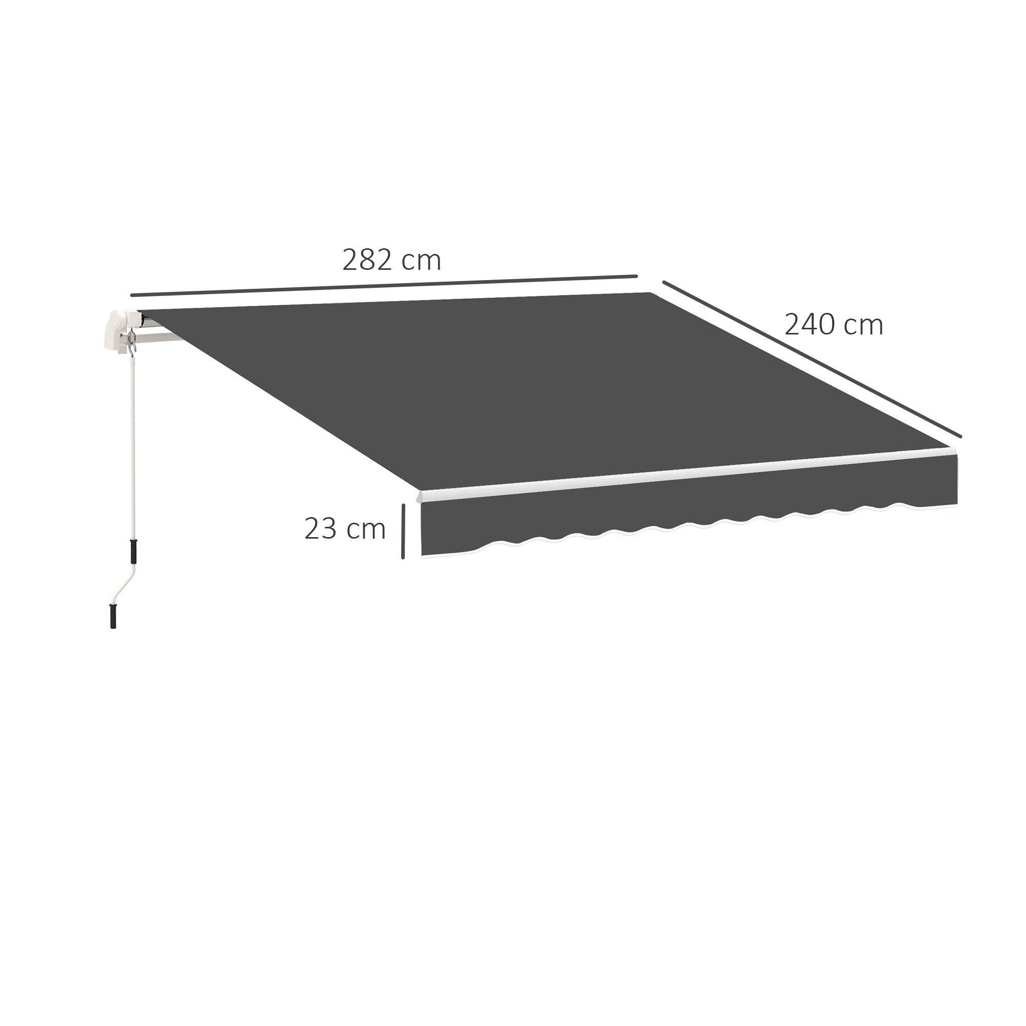 Replacement Canvas for Awning - Soft Waves Valance - High Density Polyester 280 g/m² Anti-UV 2.82L x 2.4W meters Grey