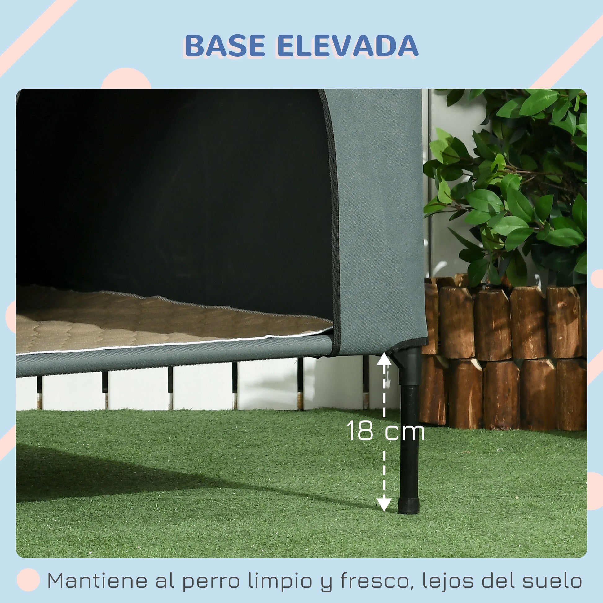 Dog House with Outdoor Cover 130x85x95 cm Raised Pet Bed with Cushion and Roll-up Mesh Windows for Large Dogs Gray