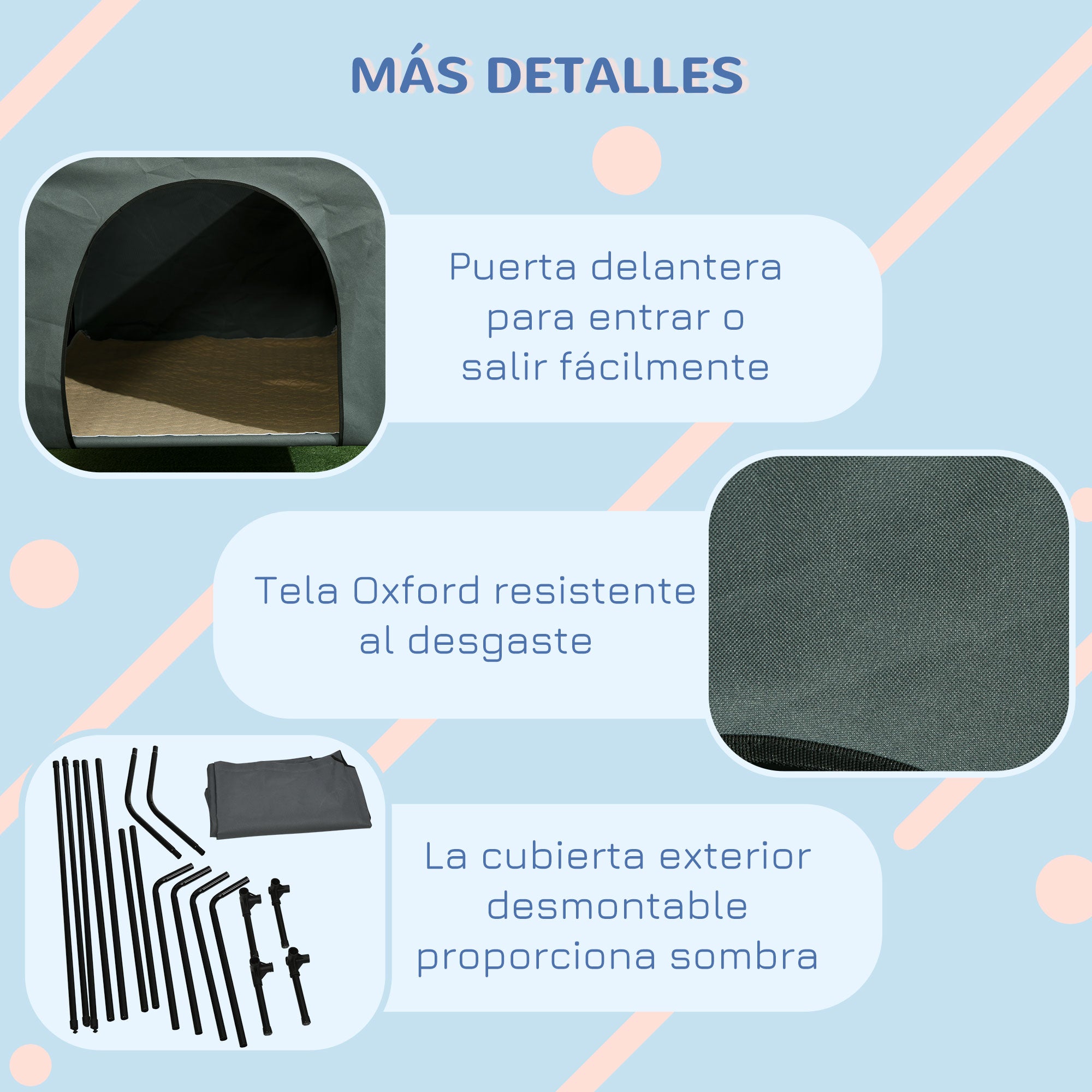 Dog House with Outdoor Cover 130x85x95 cm Raised Pet Bed with Cushion and Roll-up Mesh Windows for Large Dogs Gray