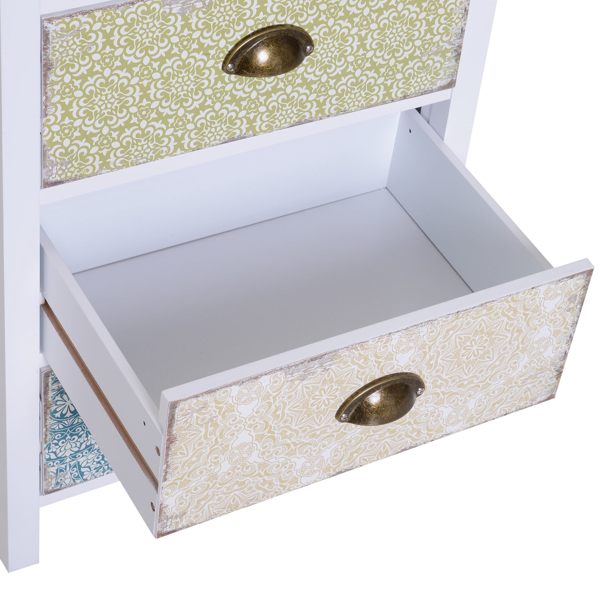 Bedroom Chest of Drawers with 5 Drawers with Patterned Fronts and Vintage Handles Chest of Drawers for Living Room Office 46x34x97.5 cm Multicolor