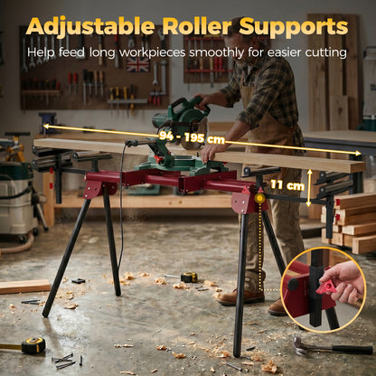 2-Pack Folding Adjustable Saw Horse – Metal Work Stand with Extendable Roller Supports, Height Adjustable, Supports up to 331 lb, Red