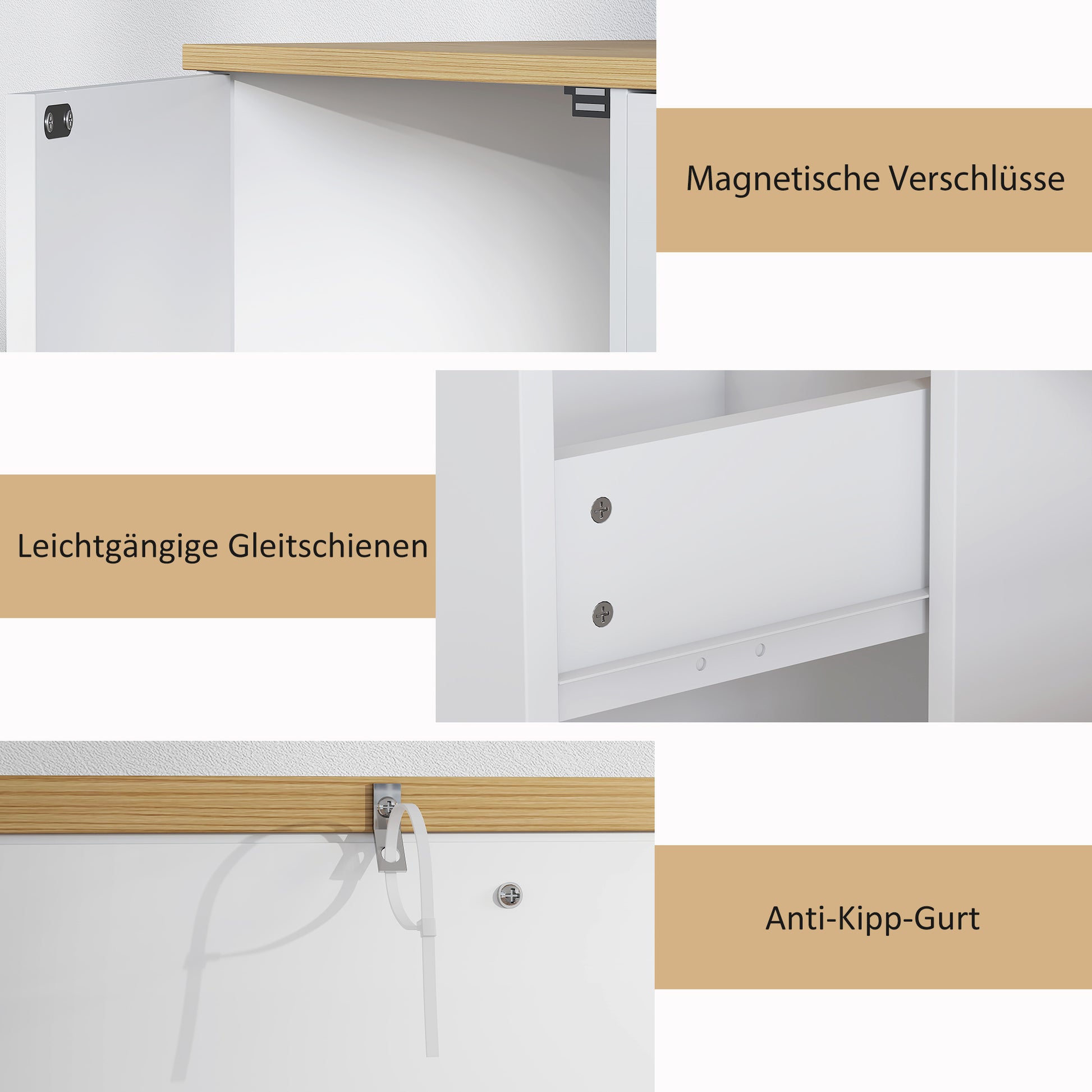Sideboard Chest of Drawers Storage Cabinet with Drawer, 2 Doors, 2 Open Shelves, Kitchen Cabinet Buffet Cabinet Sideboard for Kitchen, Living Room, 120 x 35 x 75.2 cm White