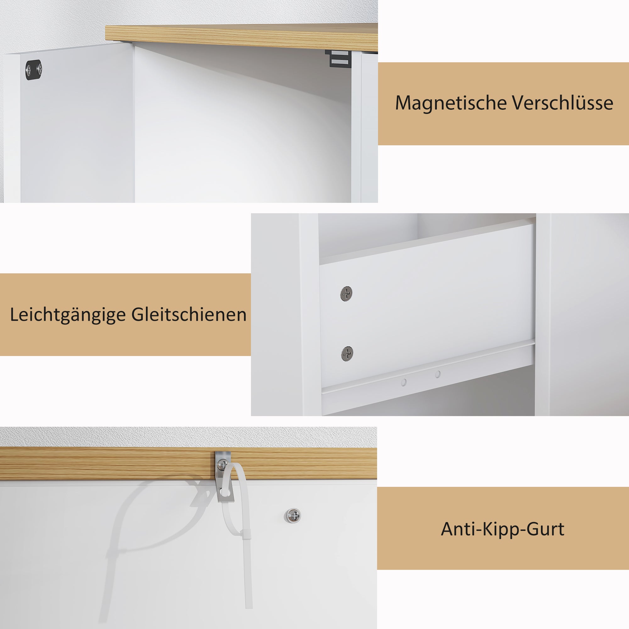 Sideboard Chest of Drawers Storage Cabinet with Drawer, 2 Doors, 2 Open Shelves, Kitchen Cabinet Buffet Cabinet Sideboard for Kitchen, Living Room, 120 x 35 x 75.2 cm White