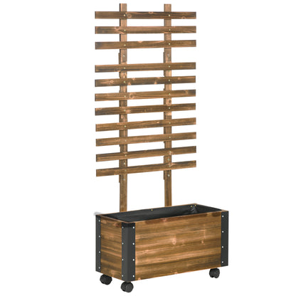 Raised Garden Bed Plant Box with Trellis, Trellis Planter Flower Box Wood, Vegetable Bed with Wheels, Trellis, Garden Trellis 65x31x147cm for Garden, for Climbing Plants, Flowers, Charcoal