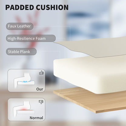 Ergonomic Office Chair with Adjustable Backrest, Retractable Footrest, Padded Faux Leather Swivel Seat, Height Adjustable — Beige