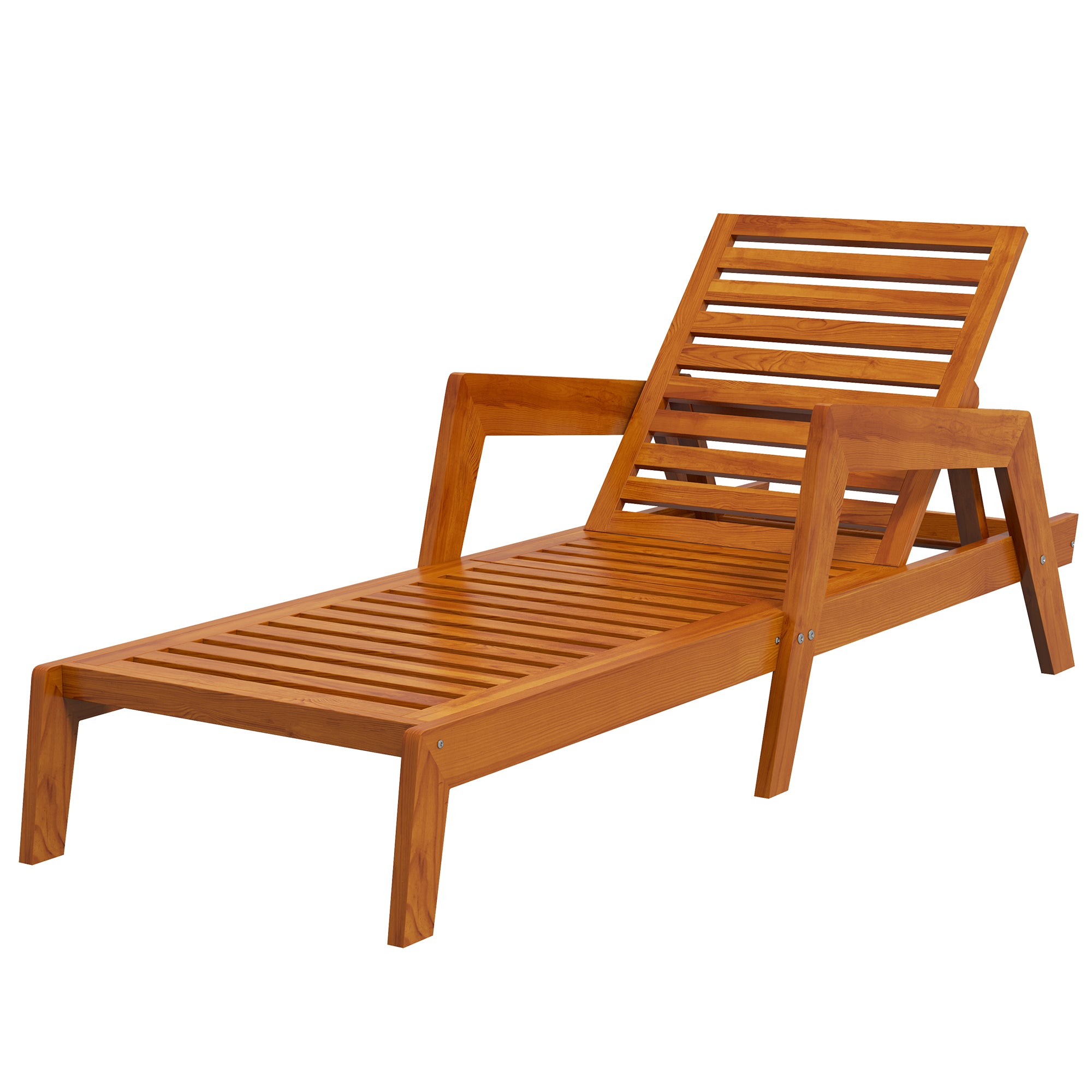 Sun Lounger, Wooden Garden Lounger, Recliner, Weatherproof Relaxation Chair for Balcony, Terrace, Supports up to 120 kg, Orange, 66 x 190 x 73.5 cm