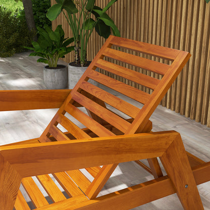 Sun Lounger, Wooden Garden Lounger, Recliner, Weatherproof Relaxation Chair for Balcony, Terrace, Supports up to 120 kg, Orange, 66 x 190 x 73.5 cm