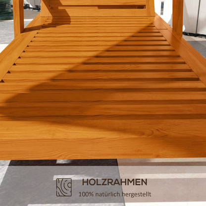 Sun Lounger, Wooden Garden Lounger, Recliner, Weatherproof Relaxation Chair for Balcony, Terrace, Supports up to 120 kg, Orange, 66 x 190 x 73.5 cm