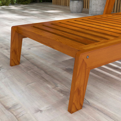 Sun Lounger, Wooden Garden Lounger, Recliner, Weatherproof Relaxation Chair for Balcony, Terrace, Supports up to 120 kg, Orange, 66 x 190 x 73.5 cm