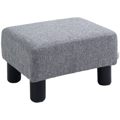 Upholstered Footstool Ottoman with Linen-Look Modern Footrest Stool for Bedroom, Living Room, Gray