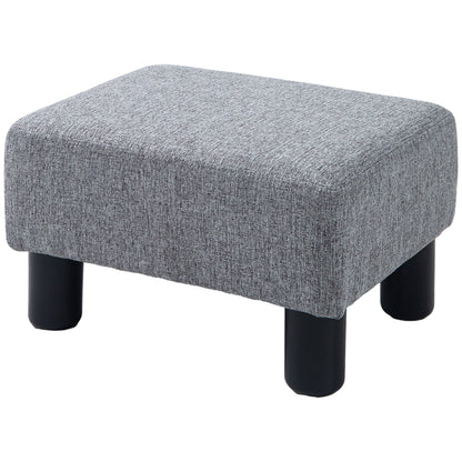 Upholstered Footstool Ottoman with Linen-Look Modern Footrest Stool for Bedroom, Living Room, Gray