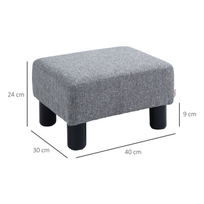 Upholstered Footstool Ottoman with Linen-Look Modern Footrest Stool for Bedroom, Living Room, Gray