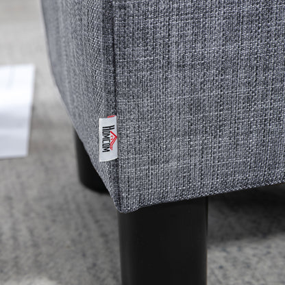 Upholstered Footstool Ottoman with Linen-Look Modern Footrest Stool for Bedroom, Living Room, Gray