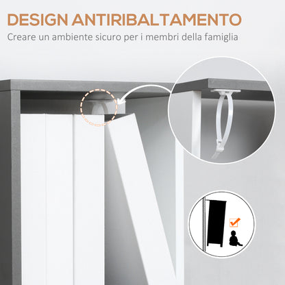 Modern 5-Shelf Wooden Bookcase, Wall-Mounted Space-Saving Bookshelf for Home and Office, 33x28x161cm, Dark Grey and Cream White