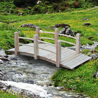 Garden Bridge Wooden Bridge Footbridge Pond Bridge Decorative Bridge with Railing up to 180 kg Pine Wood Natural 152.5 x 67 x 48 cm