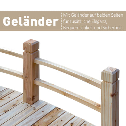 Garden Bridge Wooden Bridge Footbridge Pond Bridge Decorative Bridge with Railing up to 180 kg Pine Wood Natural 152.5 x 67 x 48 cm