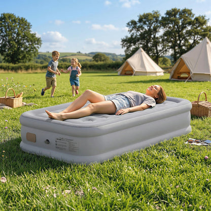 Self-Inflating Single Air Mattress with Built-In Electric Pump — Inflates in 3 Minutes, Flocked Surface, Waterproof Portable Guest Bed for Camping & Home (190 x 97 x 39 cm)