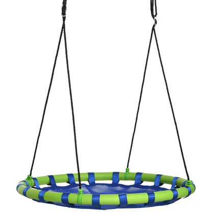 Children's Adjustable Height Nest Swing Round Tree Swing for Kids 3-8 Years Load 150 kg Outdoor Ø100x120-180 cm Blue