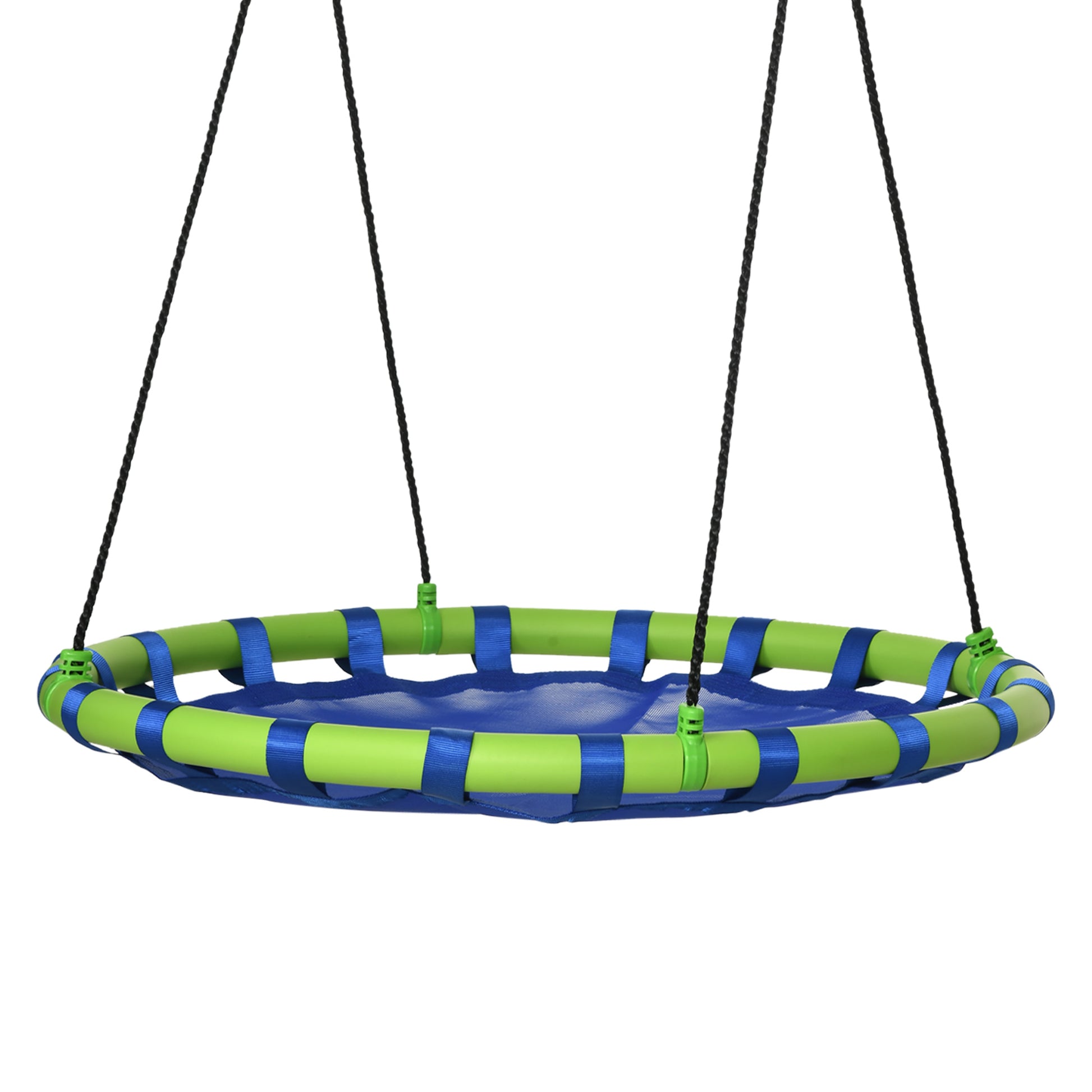 Children's Adjustable Height Nest Swing Round Tree Swing for Kids 3-8 Years Load 150 kg Outdoor Ø100x120-180 cm Blue