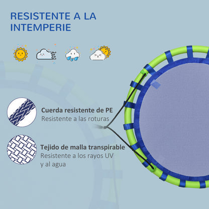 Children's Adjustable Height Nest Swing Round Tree Swing for Kids 3-8 Years Load 150 kg Outdoor Ø100x120-180 cm Blue