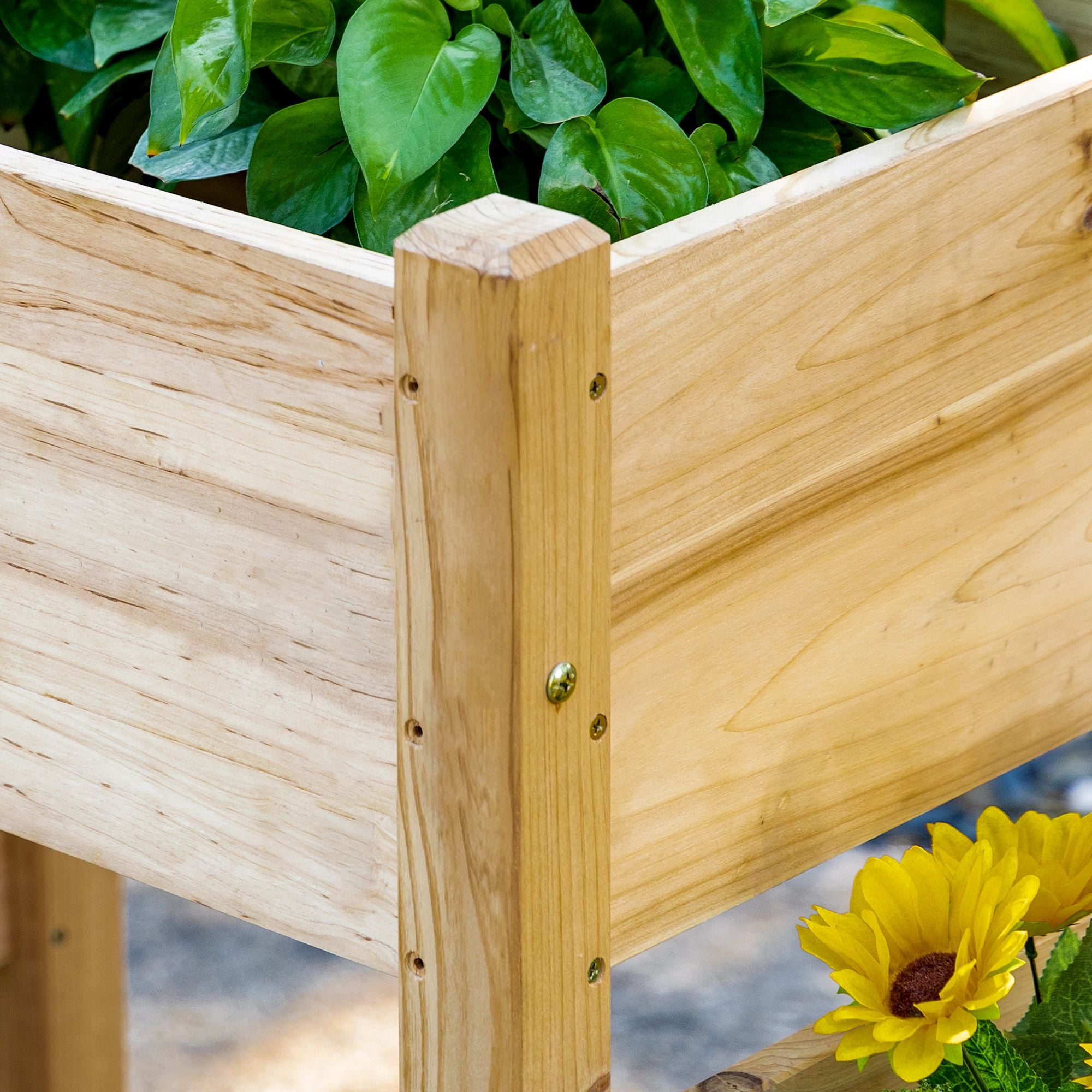 Triple-Tiered Raised Garden Bed with 3 Double-Level Containers 184L x 45W x 80H cm Pre-Oiled Fir Wood Inserts for Irrigation