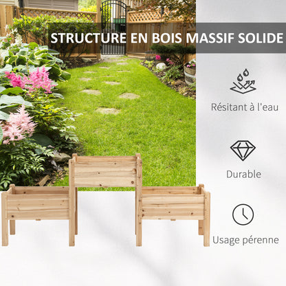 Triple-Tiered Raised Garden Bed with 3 Double-Level Containers 184L x 45W x 80H cm Pre-Oiled Fir Wood Inserts for Irrigation