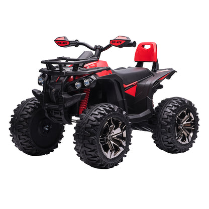 Electric Quad for Kids, 12V 10Ah Kids Quad with Forward, Reverse Function, 2 Motors, USB Port, MP3 Music Player, Kids Vehicle with Headlight 3-8 km/h, for 3-5 Years, Red