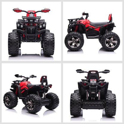 Electric Quad for Kids, 12V 10Ah Kids Quad with Forward, Reverse Function, 2 Motors, USB Port, MP3 Music Player, Kids Vehicle with Headlight 3-8 km/h, for 3-5 Years, Red