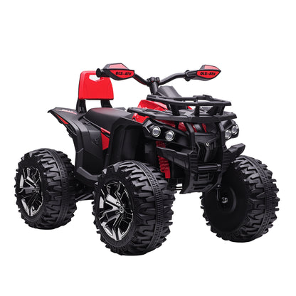 Electric Quad for Kids, 12V 10Ah Kids Quad with Forward, Reverse Function, 2 Motors, USB Port, MP3 Music Player, Kids Vehicle with Headlight 3-8 km/h, for 3-5 Years, Red