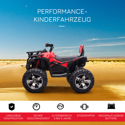 Electric Quad for Kids, 12V 10Ah Kids Quad with Forward, Reverse Function, 2 Motors, USB Port, MP3 Music Player, Kids Vehicle with Headlight 3-8 km/h, for 3-5 Years, Red