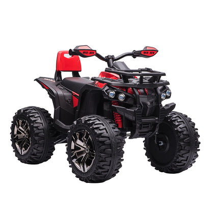 Electric Quad for Kids, 12V 10Ah Kids Quad with Forward, Reverse Function, 2 Motors, USB Port, MP3 Music Player, Kids Vehicle with Headlight 3-8 km/h, for 3-5 Years, Red