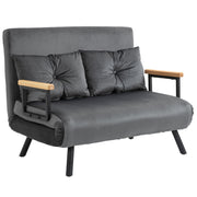 Sleeper Sofa, Fold-Out Bed with Bed Function, Recliner Chair with Back Cushion, Upholstered Sofa with Adjustable Backrest, Velvet Look, 102W x 73D x 81H cm, Dark Gray