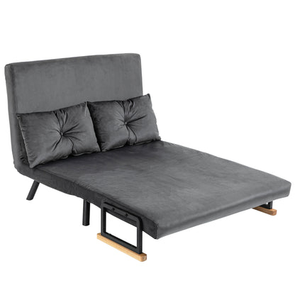 Sleeper Sofa, Fold-Out Bed with Bed Function, Recliner Chair with Back Cushion, Upholstered Sofa with Adjustable Backrest, Velvet Look, 102W x 73D x 81H cm, Dark Gray
