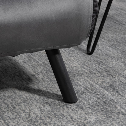 Sleeper Sofa, Fold-Out Bed with Bed Function, Recliner Chair with Back Cushion, Upholstered Sofa with Adjustable Backrest, Velvet Look, 102W x 73D x 81H cm, Dark Gray