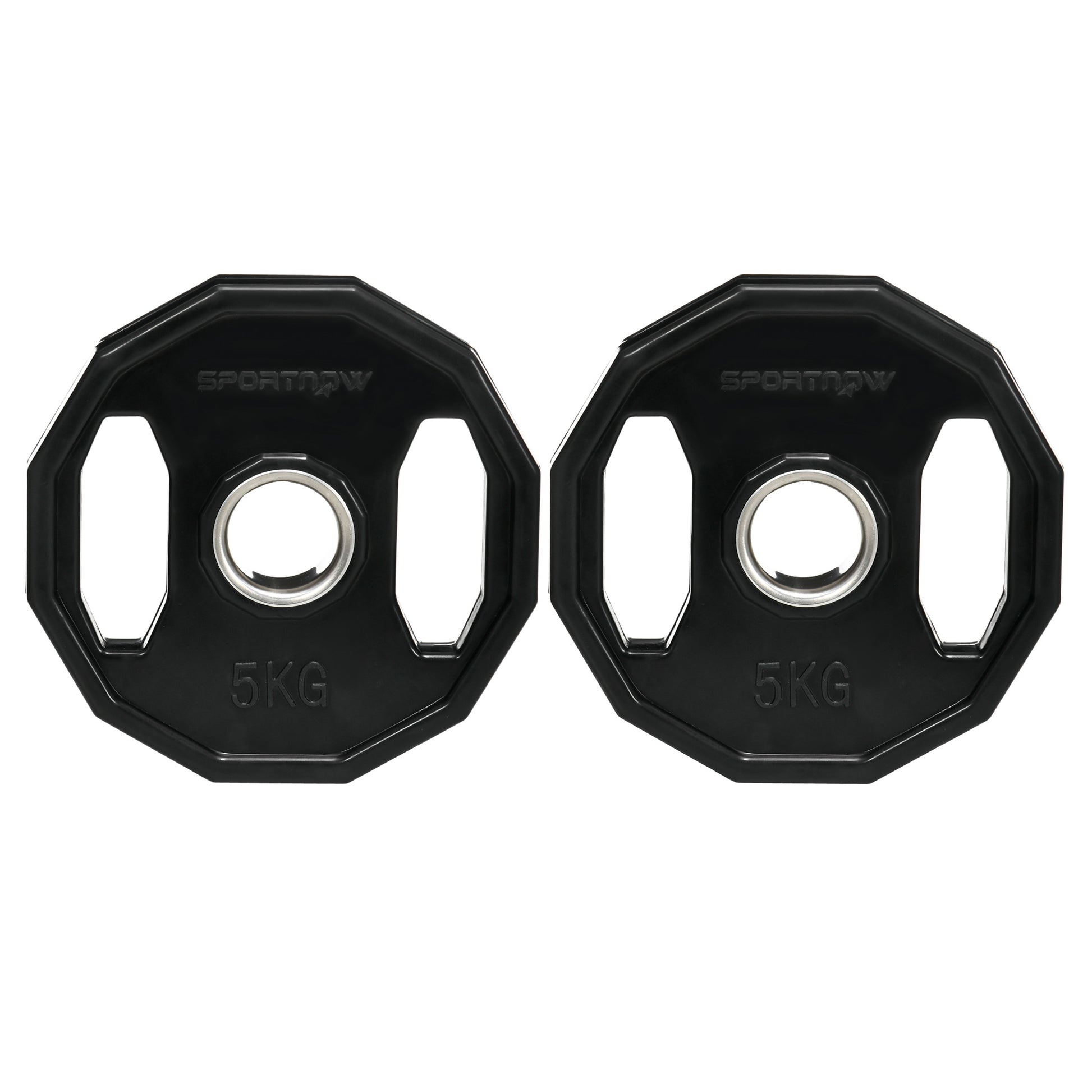 SPORTNOW Set of 2 Olympic Weight Plates 5 kg Ø24x3.5 cm Cast Iron Weight Plates with 5 cm Hole for Bar Fitness Training at Home Gym Black
