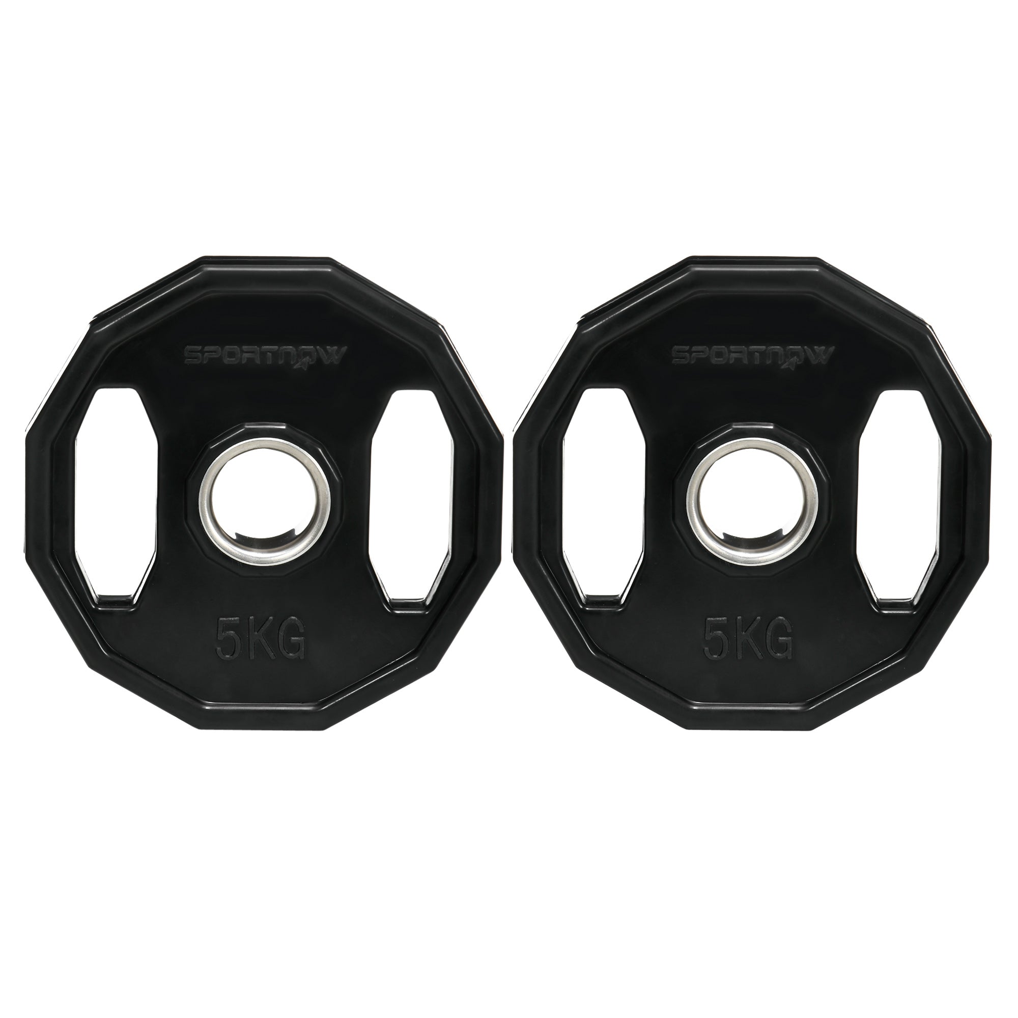 SPORTNOW Set of 2 Olympic Weight Plates 5 kg Ø24x3.5 cm Cast Iron Weight Plates with 5 cm Hole for Bar Fitness Training at Home Gym Black