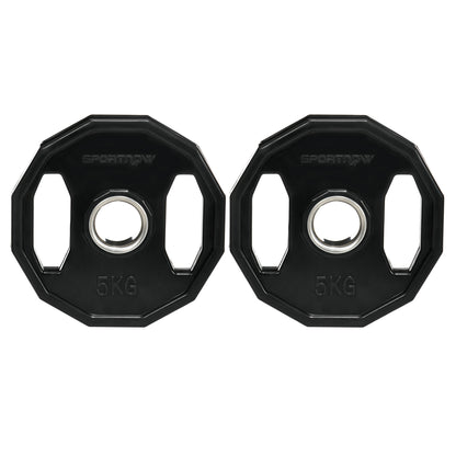 SPORTNOW Set of 2 Olympic Weight Plates 5 kg Ø24x3.5 cm Cast Iron Weight Plates with 5 cm Hole for Bar Fitness Training at Home Gym Black