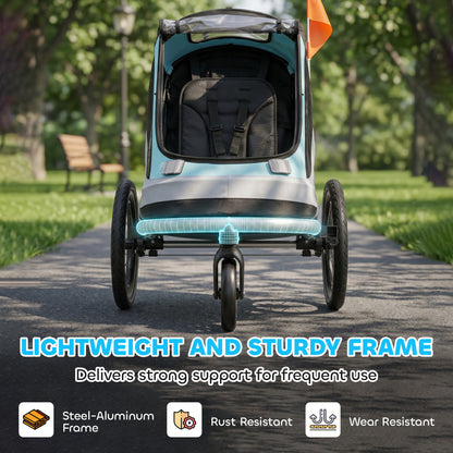 2-in-1 Foldable Bike Trailer & Stroller — Child Bicycle Trailer with 5-Point Harness, Reflectors, 16" Air Tires, Brake, Storage — For Children 12+ Months (Max 39.7 lbs trailer)