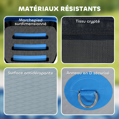 Inflatable Dog Raft Ramp, floating water sports platform with non-slip surface, floating ladder for pool, lake, boat, blue and gray