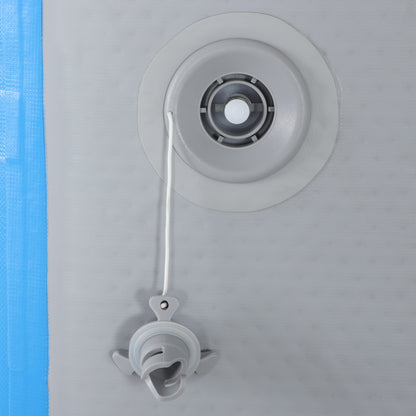 Inflatable Dog Raft Ramp, floating water sports platform with non-slip surface, floating ladder for pool, lake, boat, blue and gray